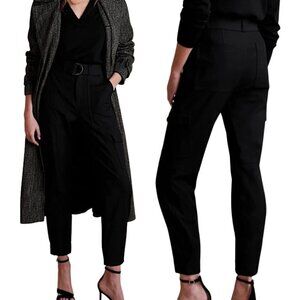 Banana Republic Slim Refined Stretch Cargo Pant Womens 4 Black Ankle Belted NWOT